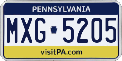 PA license plate MXG5205