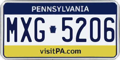PA license plate MXG5206