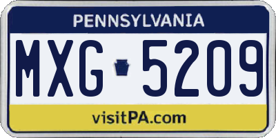 PA license plate MXG5209