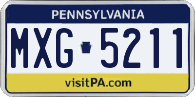 PA license plate MXG5211