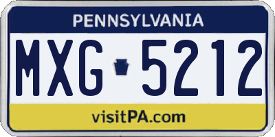 PA license plate MXG5212