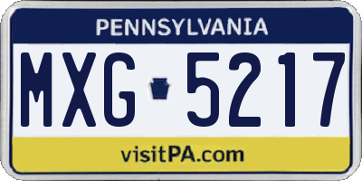 PA license plate MXG5217