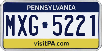PA license plate MXG5221