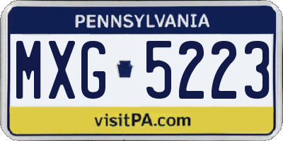 PA license plate MXG5223