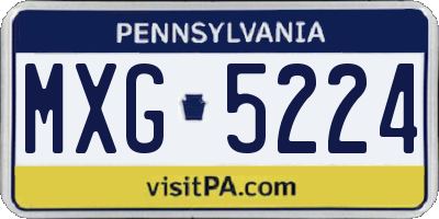 PA license plate MXG5224