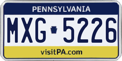 PA license plate MXG5226
