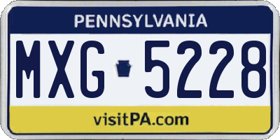 PA license plate MXG5228