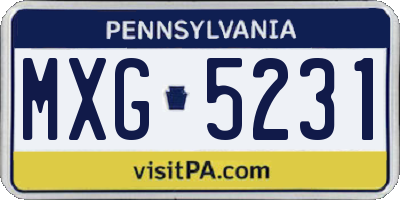 PA license plate MXG5231
