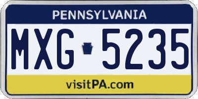 PA license plate MXG5235
