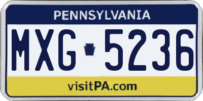 PA license plate MXG5236