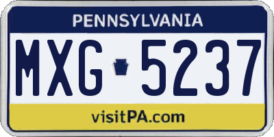PA license plate MXG5237