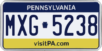 PA license plate MXG5238
