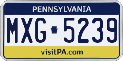 PA license plate MXG5239