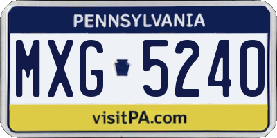 PA license plate MXG5240