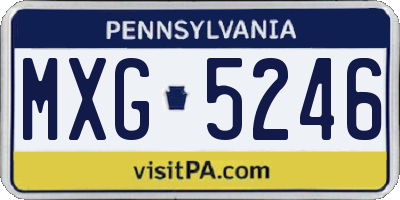 PA license plate MXG5246
