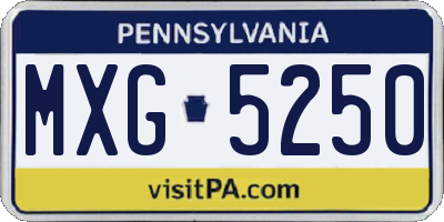 PA license plate MXG5250