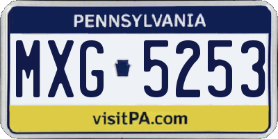 PA license plate MXG5253