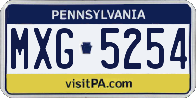 PA license plate MXG5254