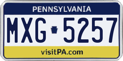 PA license plate MXG5257