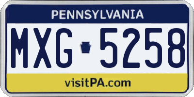 PA license plate MXG5258
