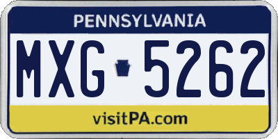 PA license plate MXG5262