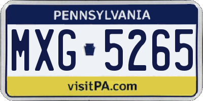 PA license plate MXG5265