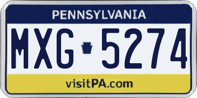 PA license plate MXG5274