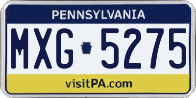 PA license plate MXG5275