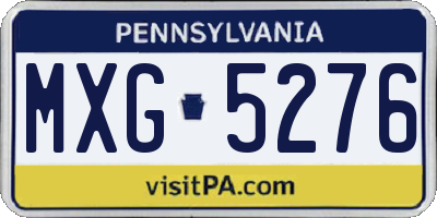 PA license plate MXG5276