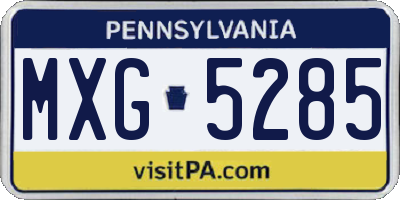 PA license plate MXG5285