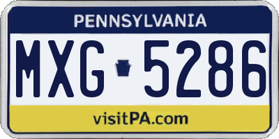 PA license plate MXG5286