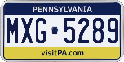 PA license plate MXG5289