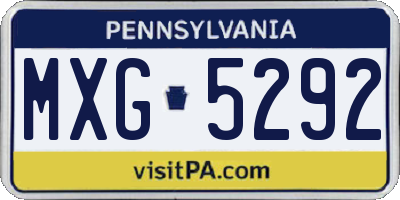 PA license plate MXG5292
