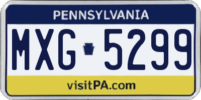 PA license plate MXG5299