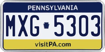 PA license plate MXG5303