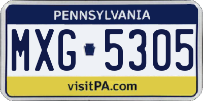 PA license plate MXG5305