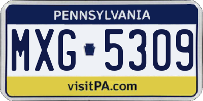 PA license plate MXG5309