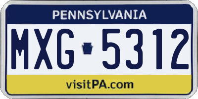 PA license plate MXG5312