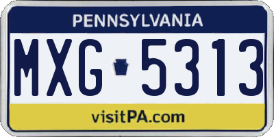PA license plate MXG5313