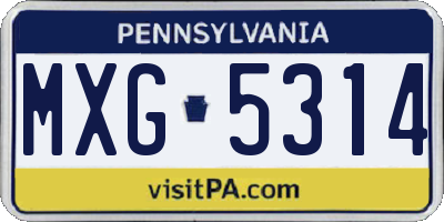PA license plate MXG5314