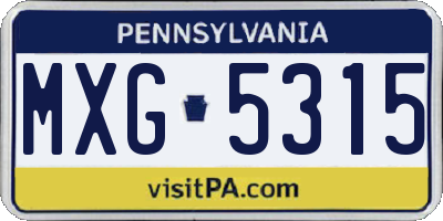 PA license plate MXG5315