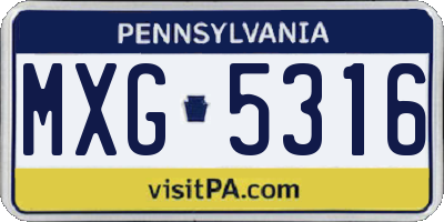 PA license plate MXG5316