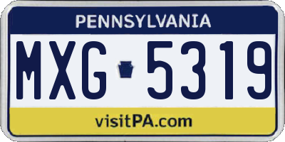 PA license plate MXG5319