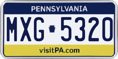 PA license plate MXG5320