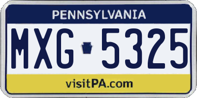 PA license plate MXG5325