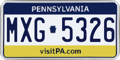 PA license plate MXG5326