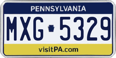 PA license plate MXG5329