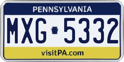 PA license plate MXG5332