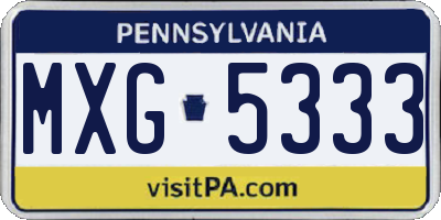 PA license plate MXG5333
