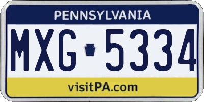 PA license plate MXG5334